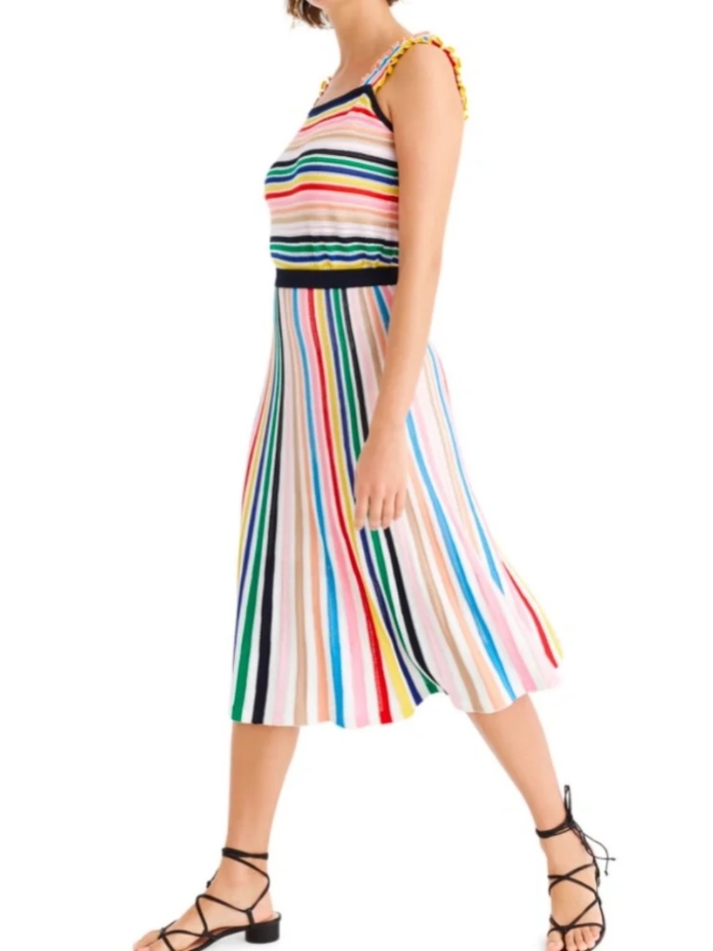 J.Crew Rainbow Stripe Ruffle Strap Tank Sweater - EUC